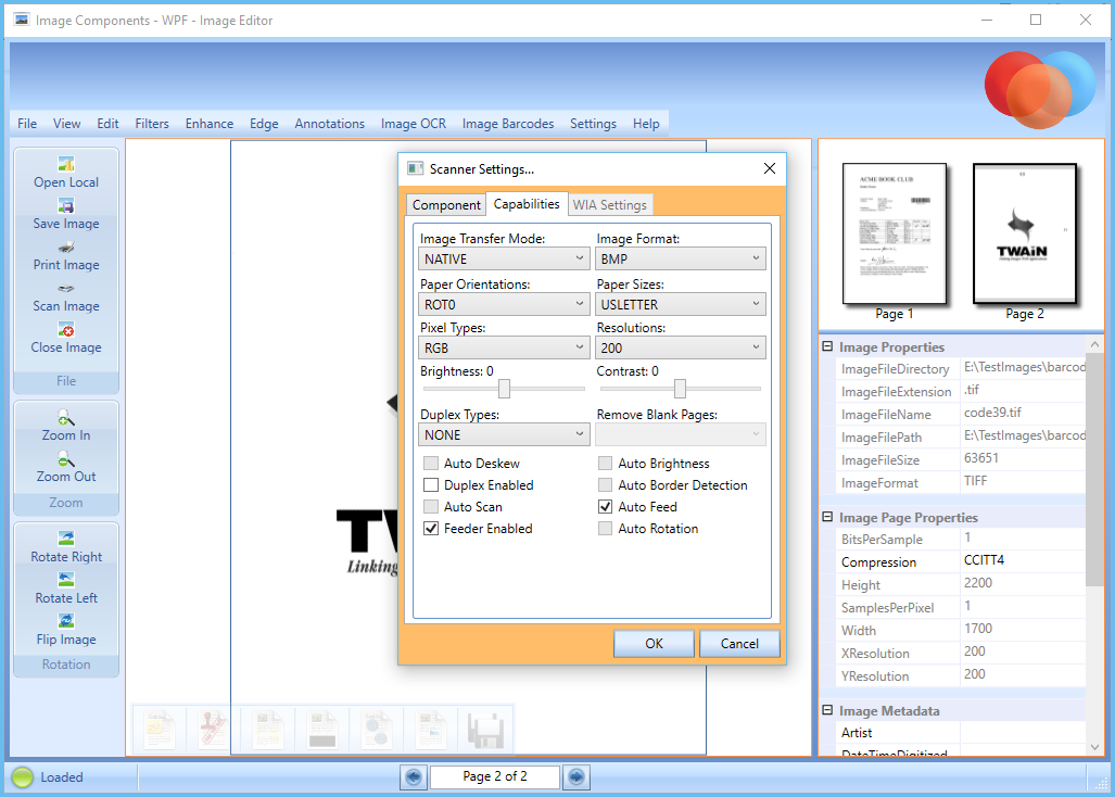 ImgScan WIA Settings