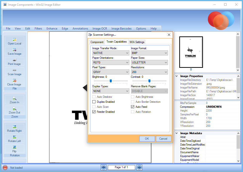 ImgScan Twain Settings